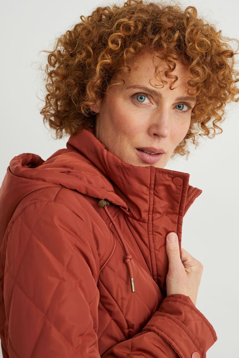 Brown C&A Quilted With Hood Bionic-finish®eco Women's Coats | TOLKM-6724