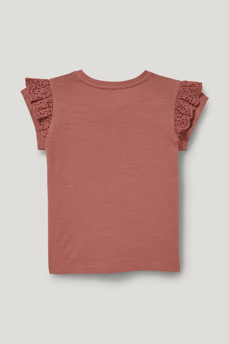 Brown C&A Sleeve With In-conversion Cotton Girls' T-shirts | JYOUE-2103