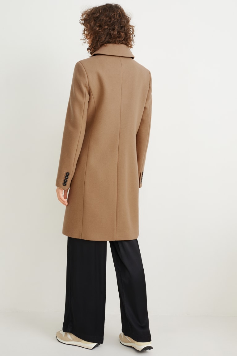 Brown C&A With Shoulder Pads Wool Blend Women's Coats | MUJAL-0385