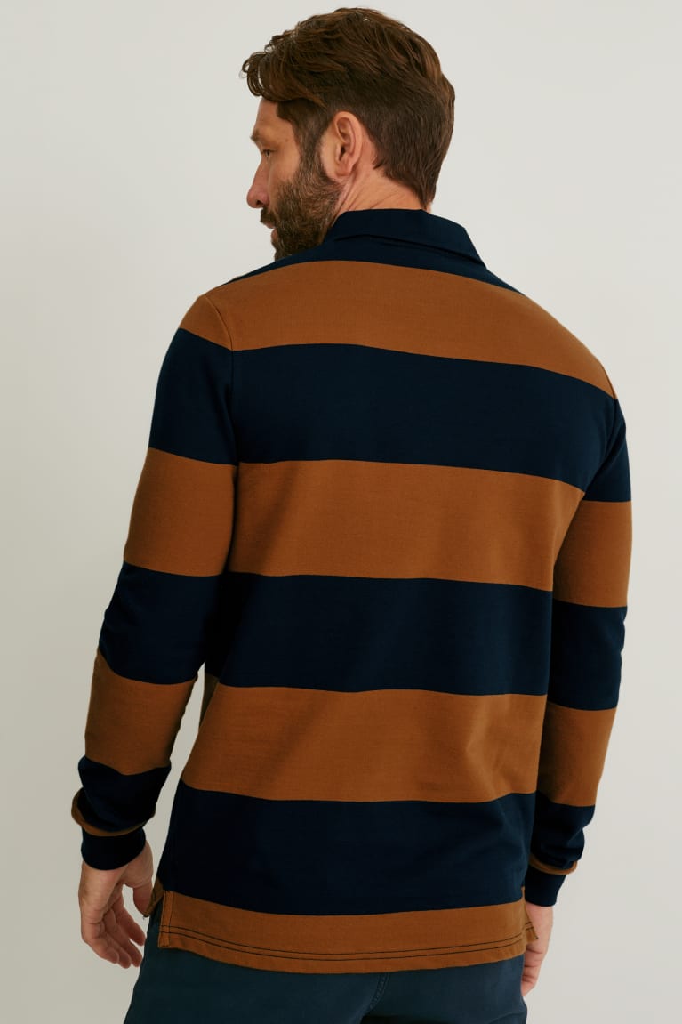 Brown / Dark Blue C&A Polo Striped Men's Shirts | IEHFP-0193