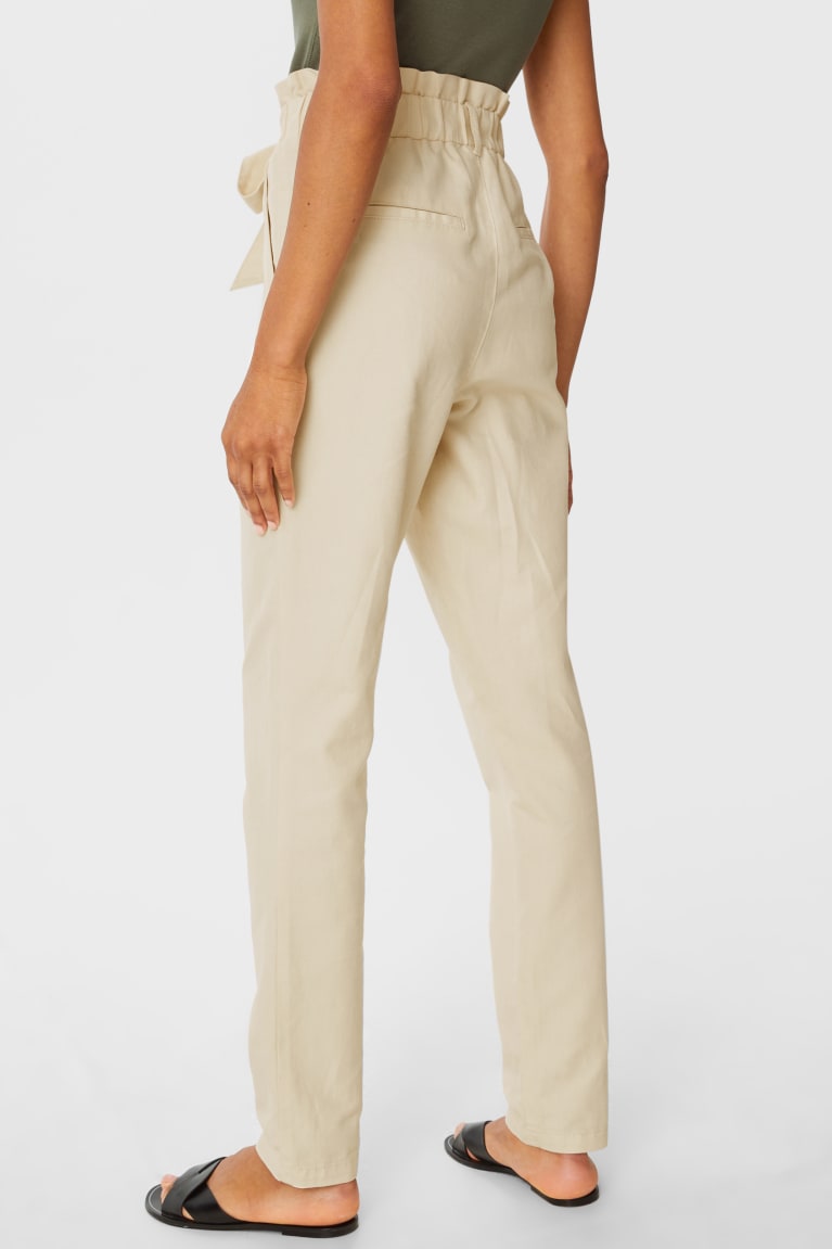 Colour Champagne C&A Paper Bag Slim Fit Women's Trousers | VYXHQ-4568