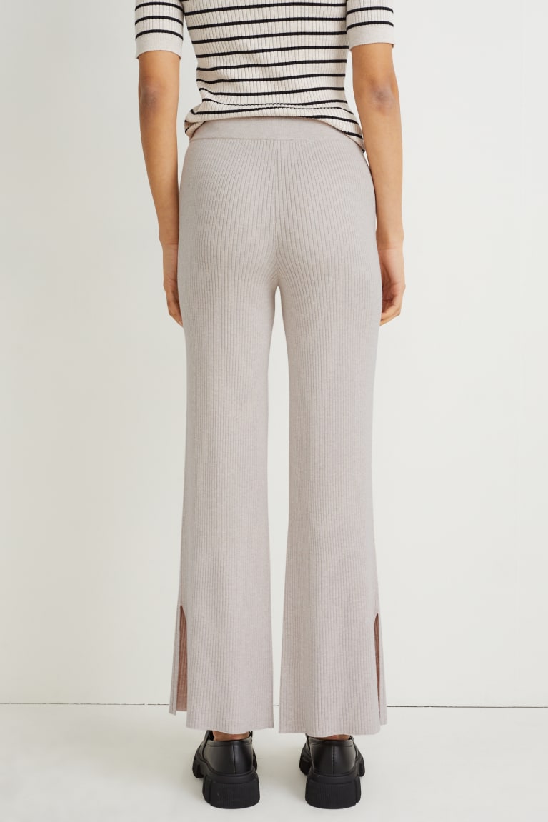 Creme C&A Knitted With Lenzing™ Ecovero™ Women's Trousers | GNKIX-6910