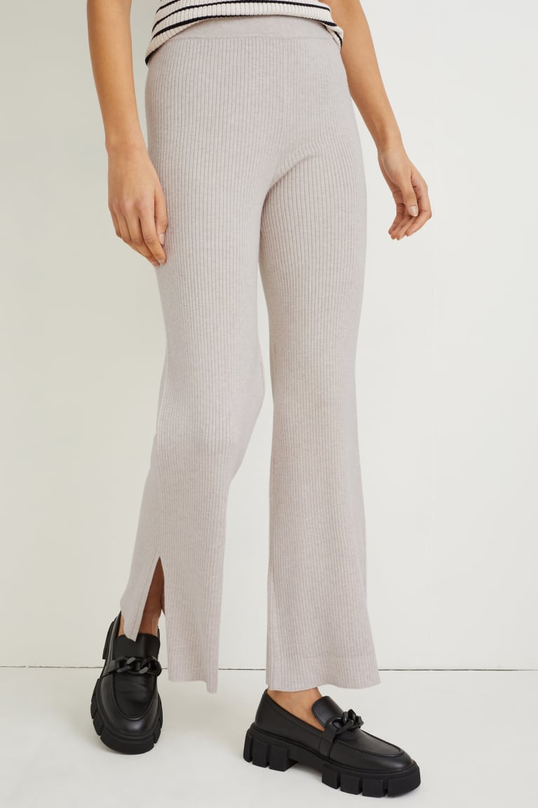 Creme C&A Knitted With Lenzing™ Ecovero™ Women's Trousers | GNKIX-6910