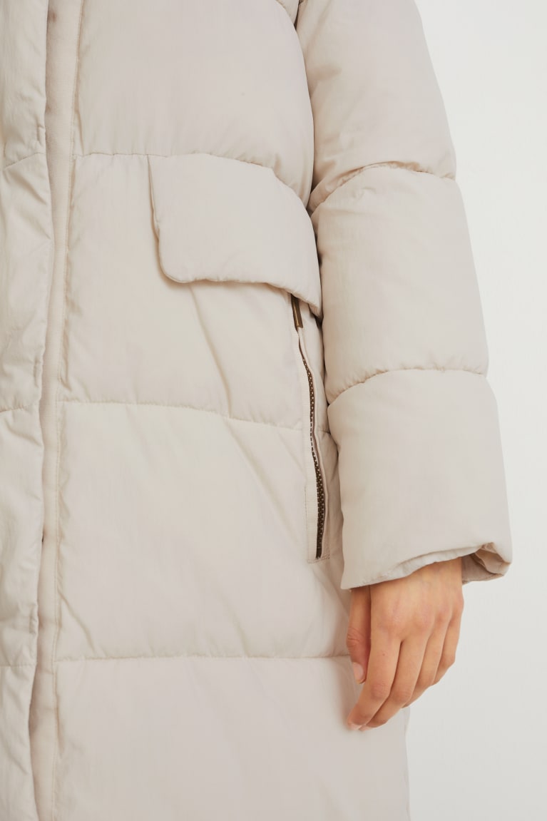 Creme C&A Quilted With Hood Bionic-finish®eco Women's Jackets | IWPGK-0619