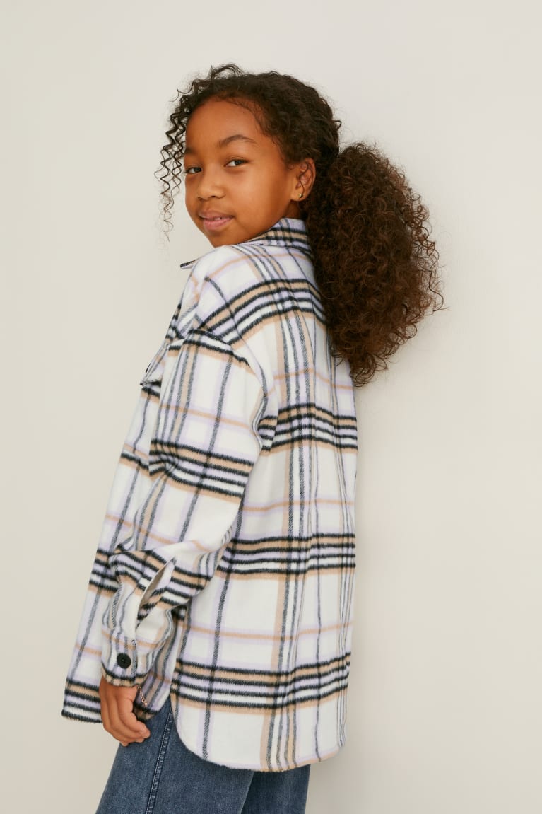 Creme White C&A Check Girls' Shirts | RBIHC-6372