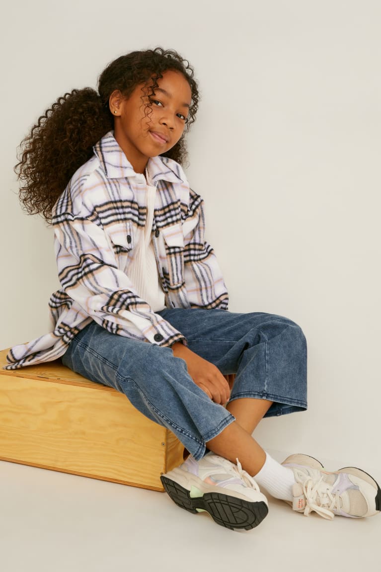 Creme White C&A Check Girls' Shirts | RBIHC-6372