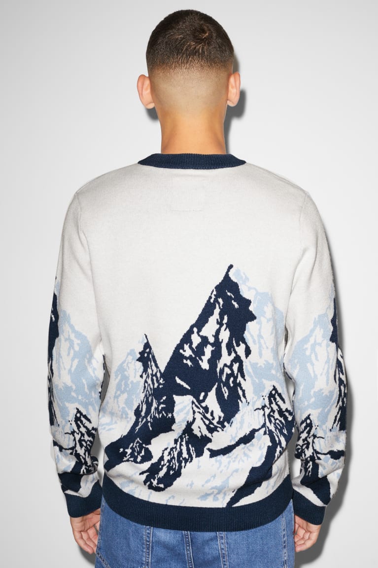 Creme White C&A Clockhouse Men's Jumper | NYJVP-8724