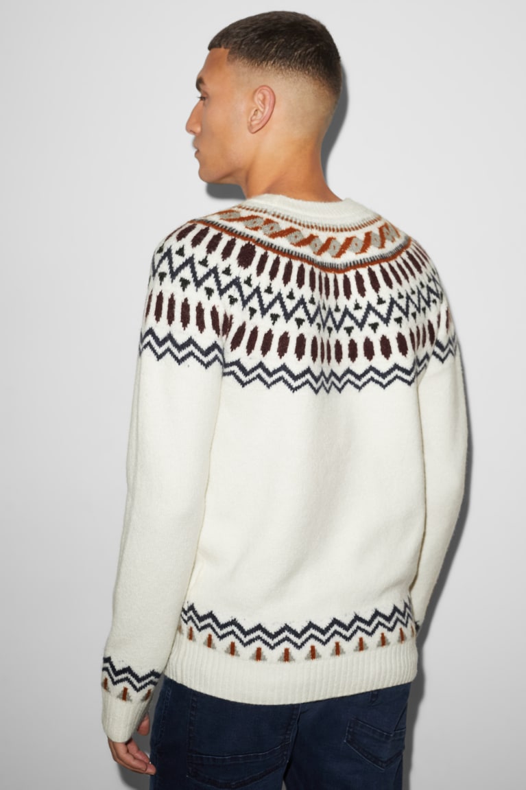 Creme White C&A Clockhouse Men's Jumper | RYQWN-3678