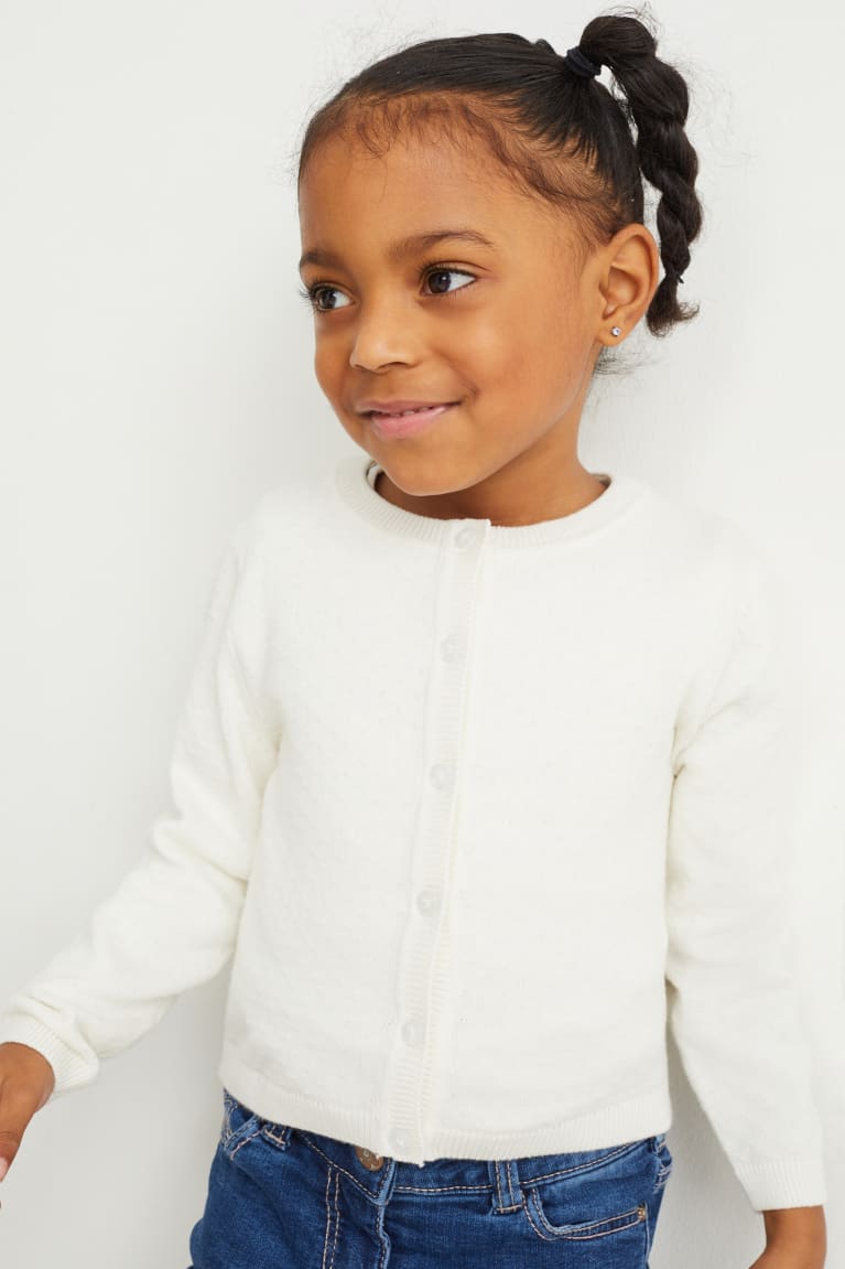 Creme White C&A Girls\' Cardigan | UOIRS-5301