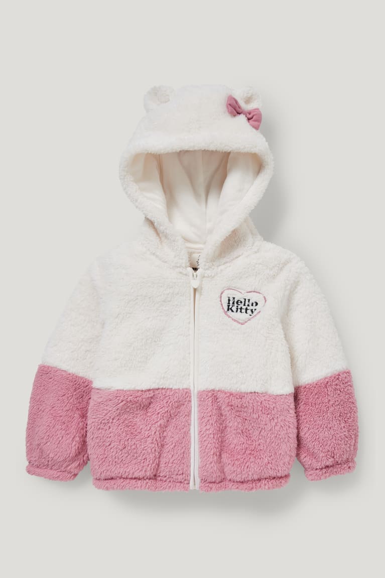 Creme White C&A Hello Kitty Teddy Fur With Hood Girls\' Hoodie | RYMGU-2837