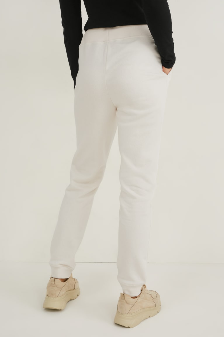 Creme White C&A Joggers Organic Cotton Women's Trousers | MARYO-5068