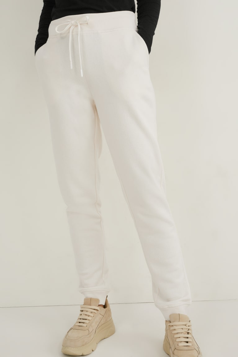 Creme White C&A Joggers Organic Cotton Women's Trousers | MARYO-5068