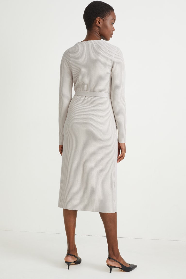 Creme White C&A Knitted With Lenzing™ Ecovero™ Women's Dress | UKCPY-8103