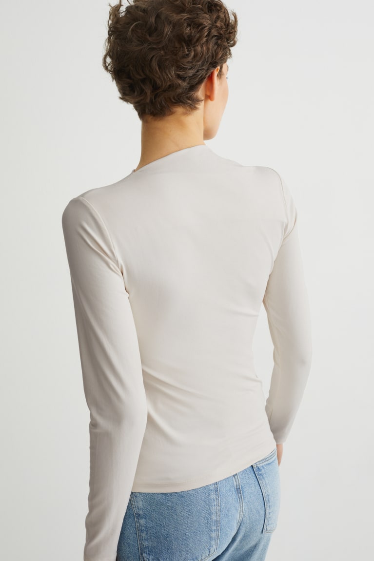 Creme White C&A Long Sleeve Women's Top | BHIMG-2748