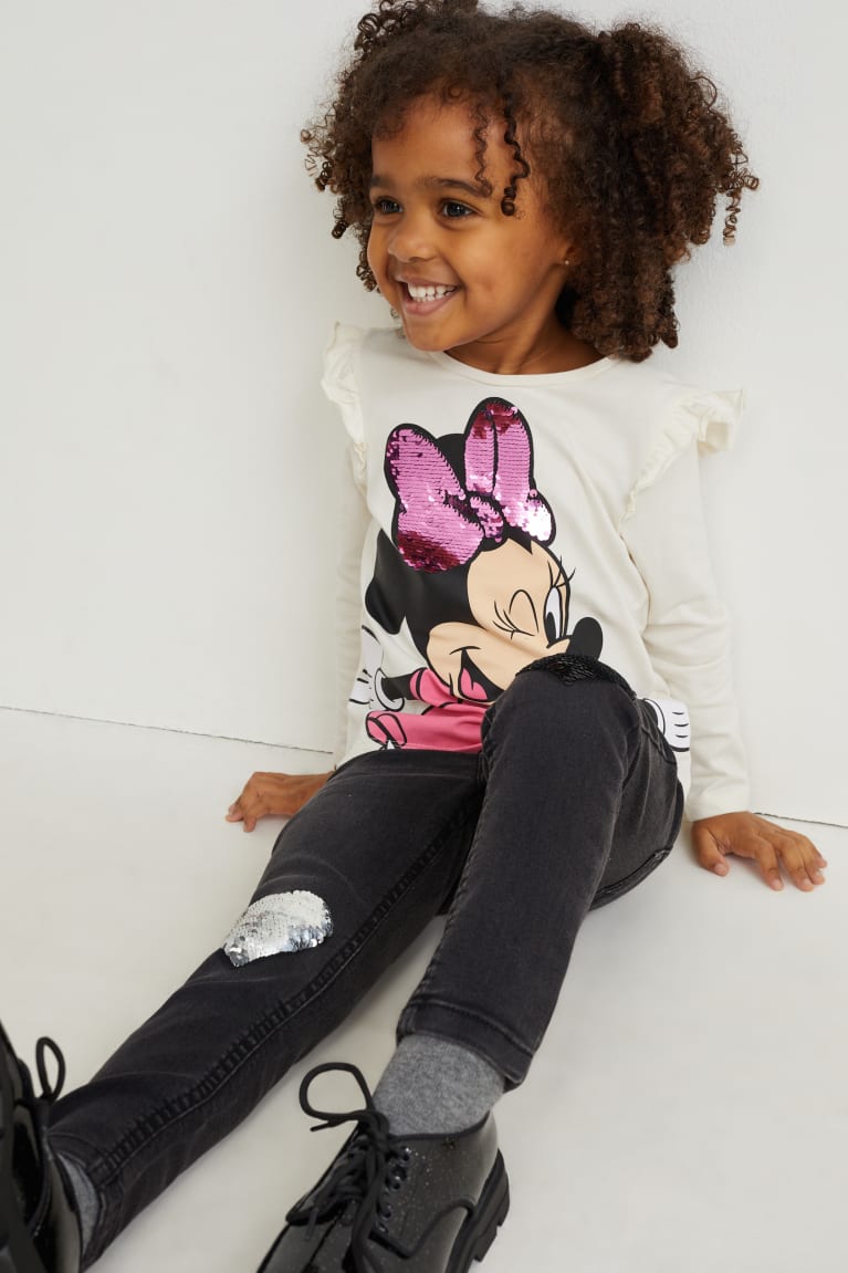 Creme White C&A Minnie Mouse Long Sleeve Shiny Girls' Top | CKSBG-4750