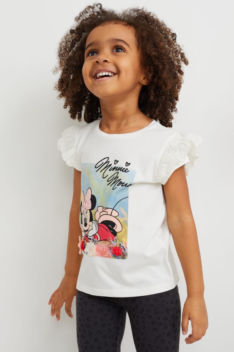 Creme White C&A Minnie Mouse Sleeve Girls' T-shirts | UPNHY-4380