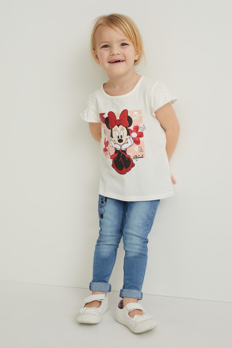 Creme White C&A Minnie Mouse Sleeve Shiny Girls' T-shirts | HDXZF-5067