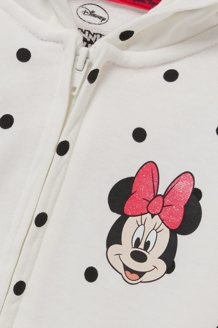 Creme White C&A Minnie Mouse Zip-through With Hood Polka Dot Girls' Sweatshirts | HIOCP-3975