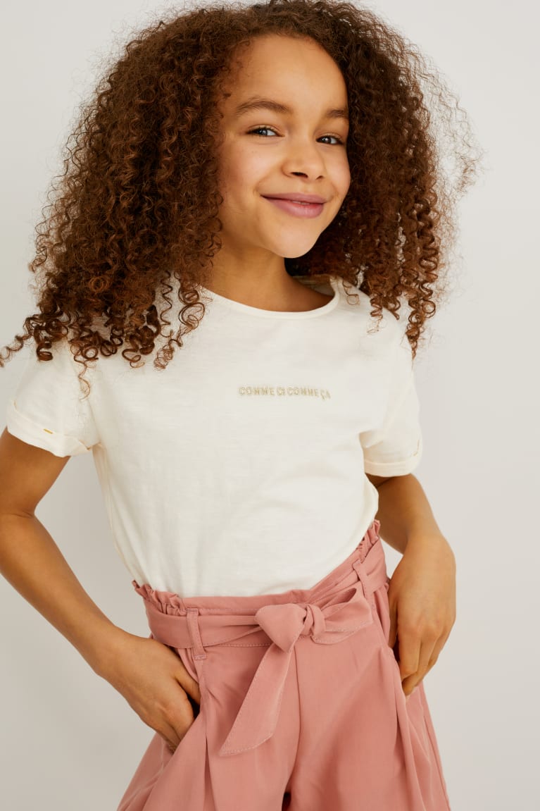 Creme White C&A Multipack Of 3 Sleeve Girls' T-shirts | DGURQ-0658