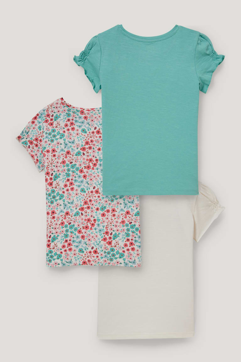 Creme White C&A Multipack Of 3 Sleeve With In-conversion Cotton Girls' T-shirts | DSPMK-3146