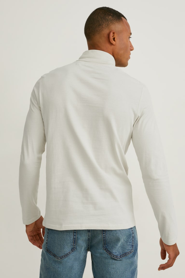 Creme White C&A Polo Neck Organic Cotton Men's Top | HBAOP-5093