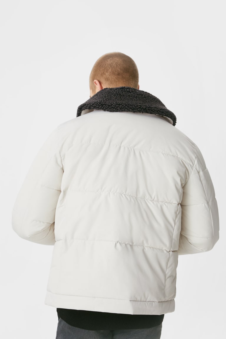 Creme White C&A Quilted Men's Jackets | IJDYR-2647