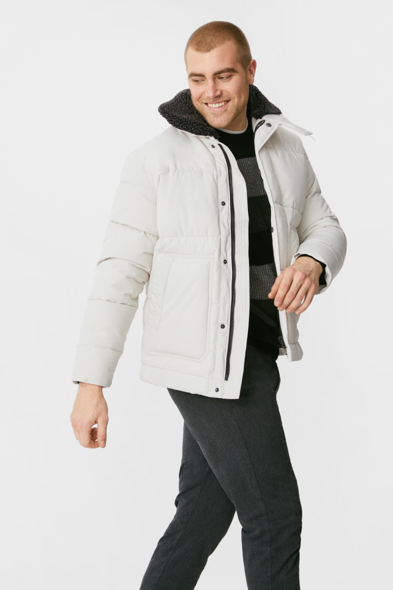 Creme White C&A Quilted Men's Jackets | IJDYR-2647