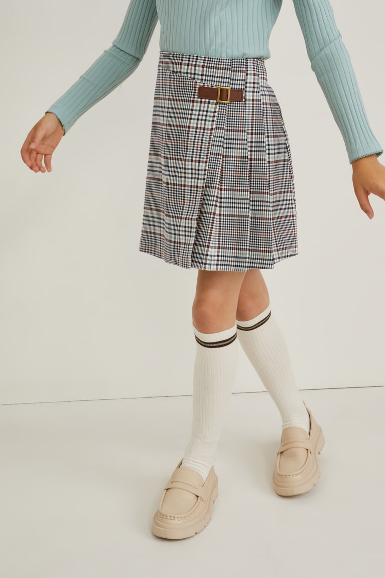 Creme White C&A Set And Knee-high Socks 2 Piece Girls' Skirts | DHPEU-1749