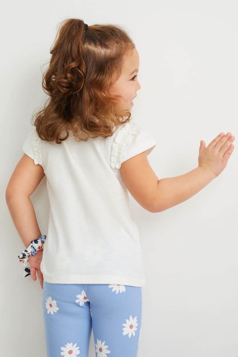 Creme White C&A Set Sleeve And Scrunchie 2 Piece Girls' T-shirts | JEIWA-2574