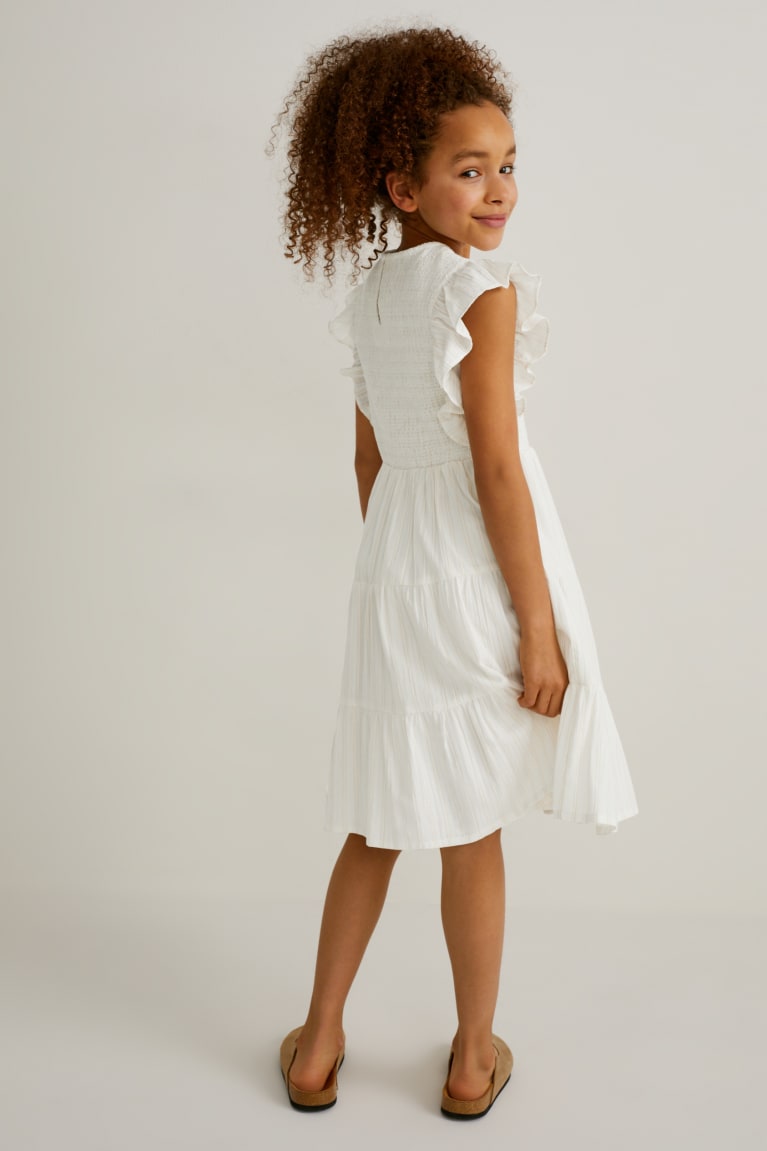 Creme White C&A Shiny Girls' Dress | HDLNR-1573