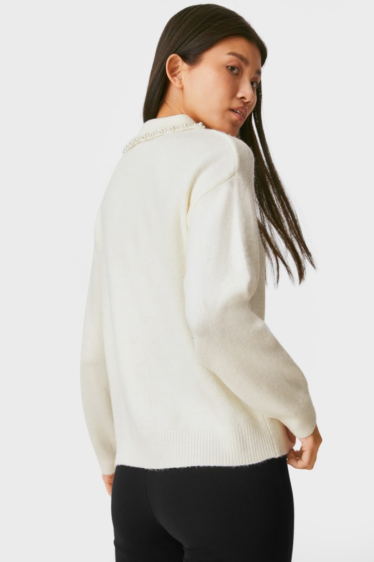 Creme White C&A Shiny Women's Jumper | FERSK-5273