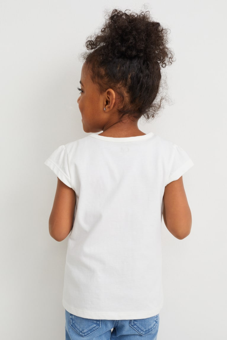 Creme White C&A Sleeve In-conversion Cotton Girls' T-shirts | DGJKO-7541