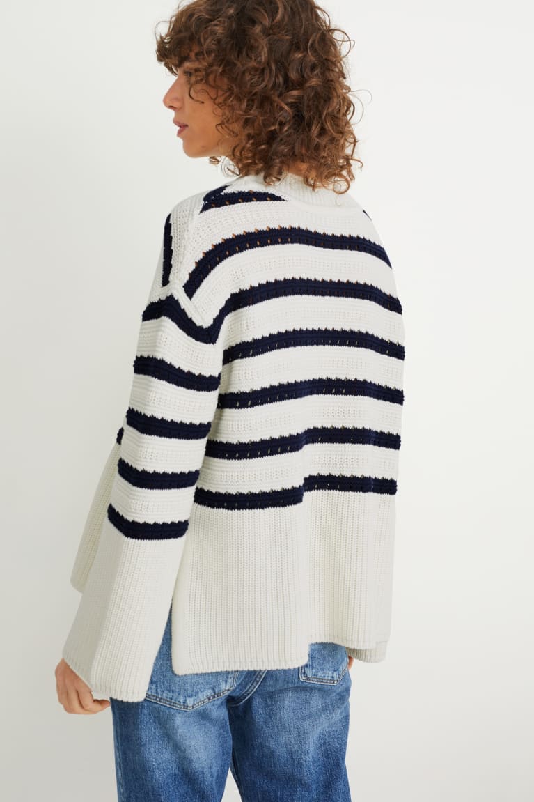 Creme White C&A Striped Women's Jumper | MOGZD-3278