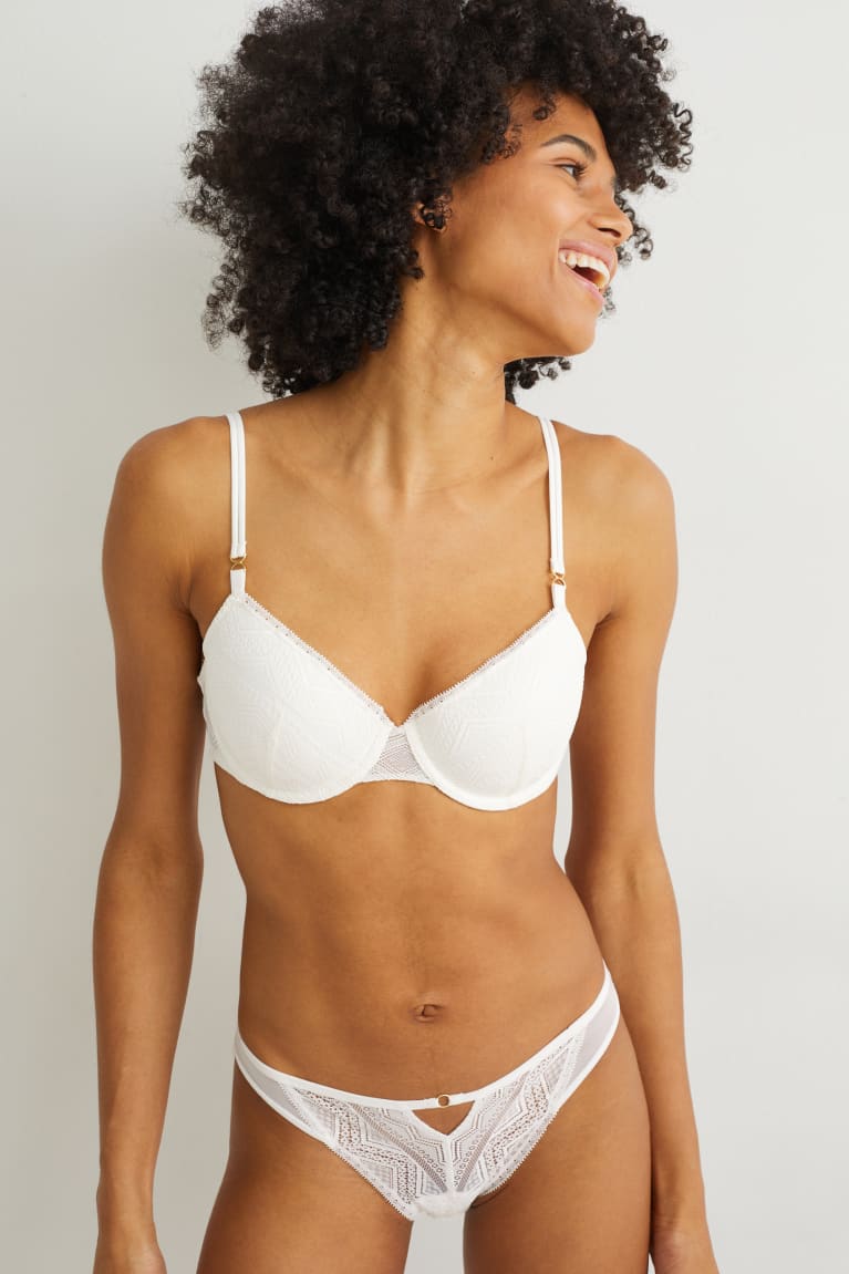 Creme White C&A Underwire Bra Demi Padded Women\'s Underwear | VYHUZ-4130