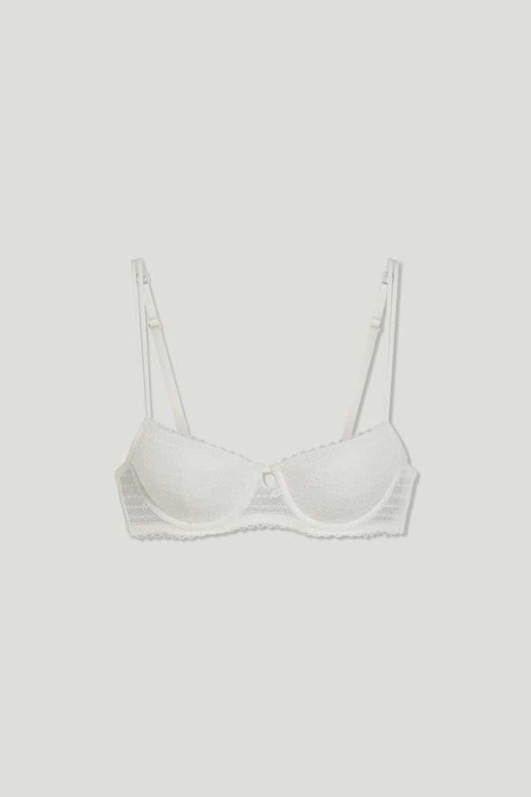 Creme White C&A Underwire Bra Demi Padded Women's Underwear | YWRLK-8190