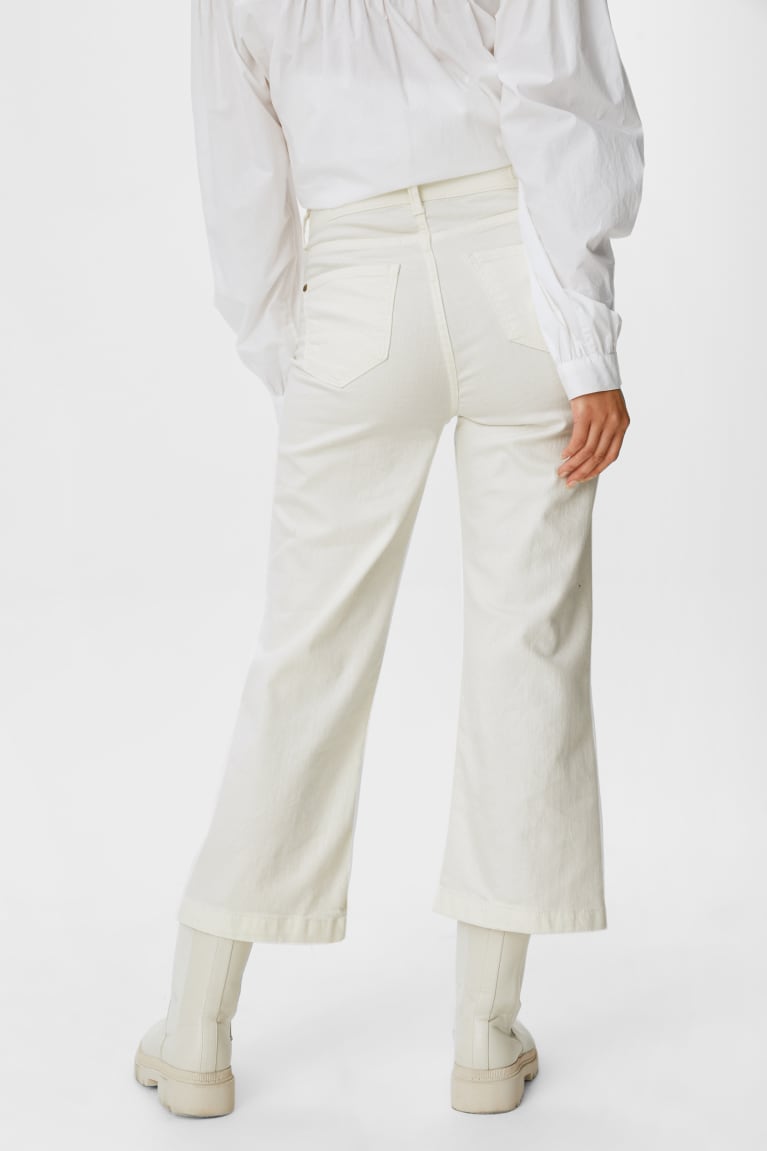 Creme White C&A Wide Leg Women's Jeans | GWNIL-7942