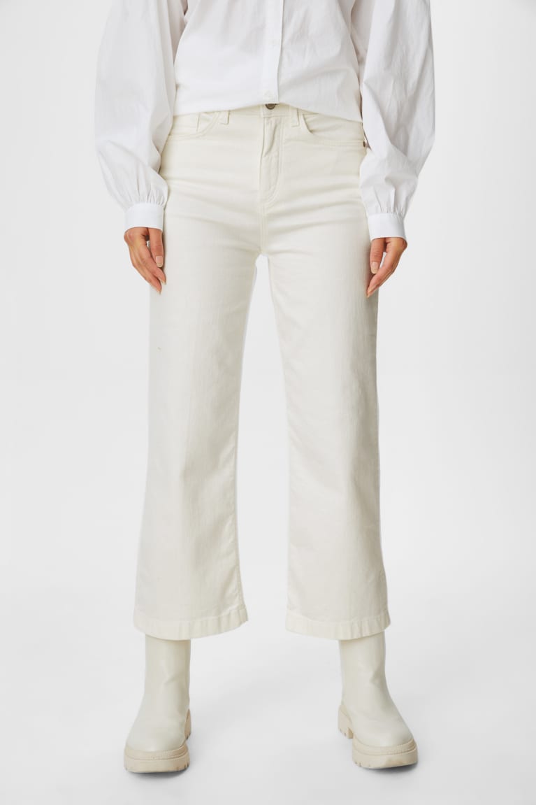 Creme White C&A Wide Leg Women's Jeans | GWNIL-7942