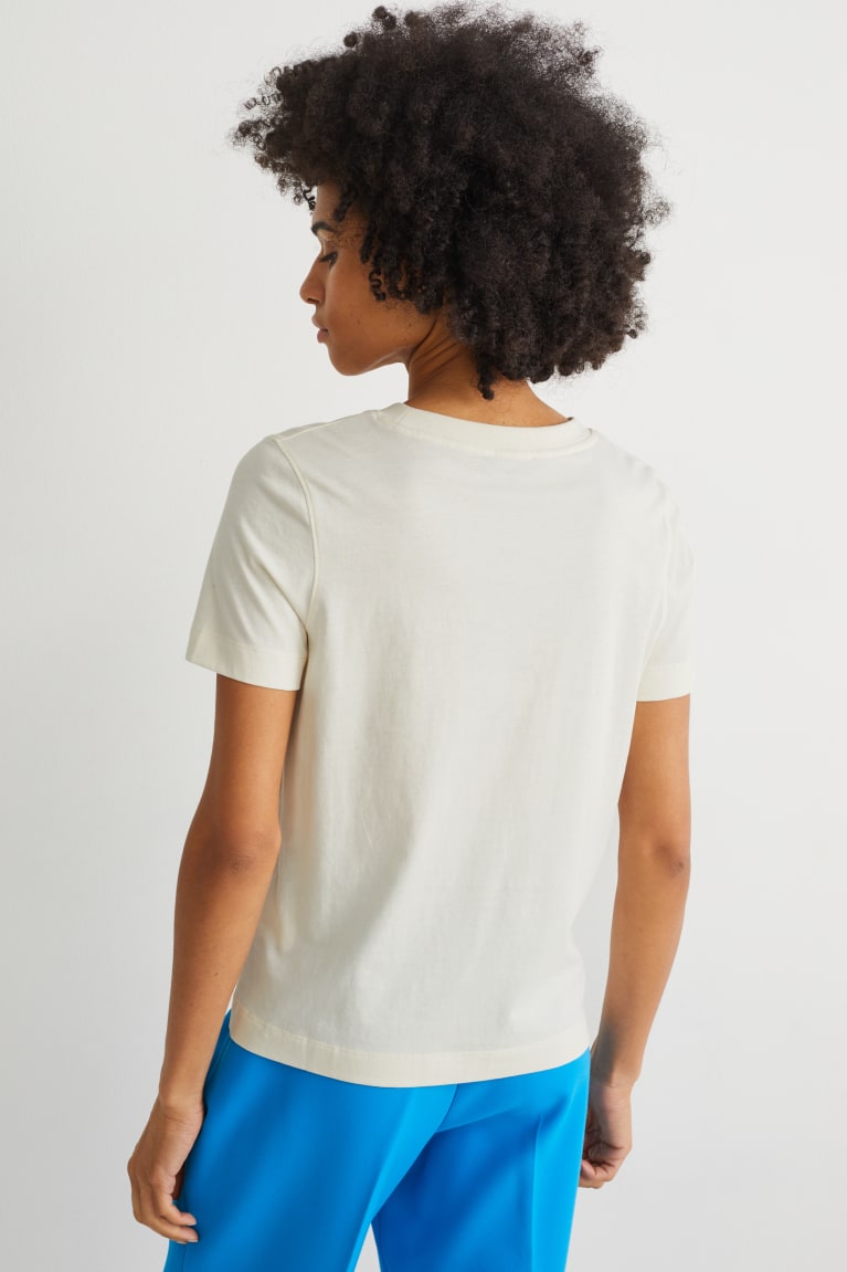 Creme White C&A Women's T-shirts | QHOXT-0786