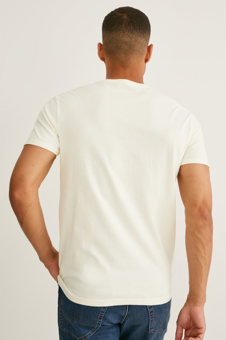 Creme White C&A Wrangler Men's T-shirts | BZKON-1580