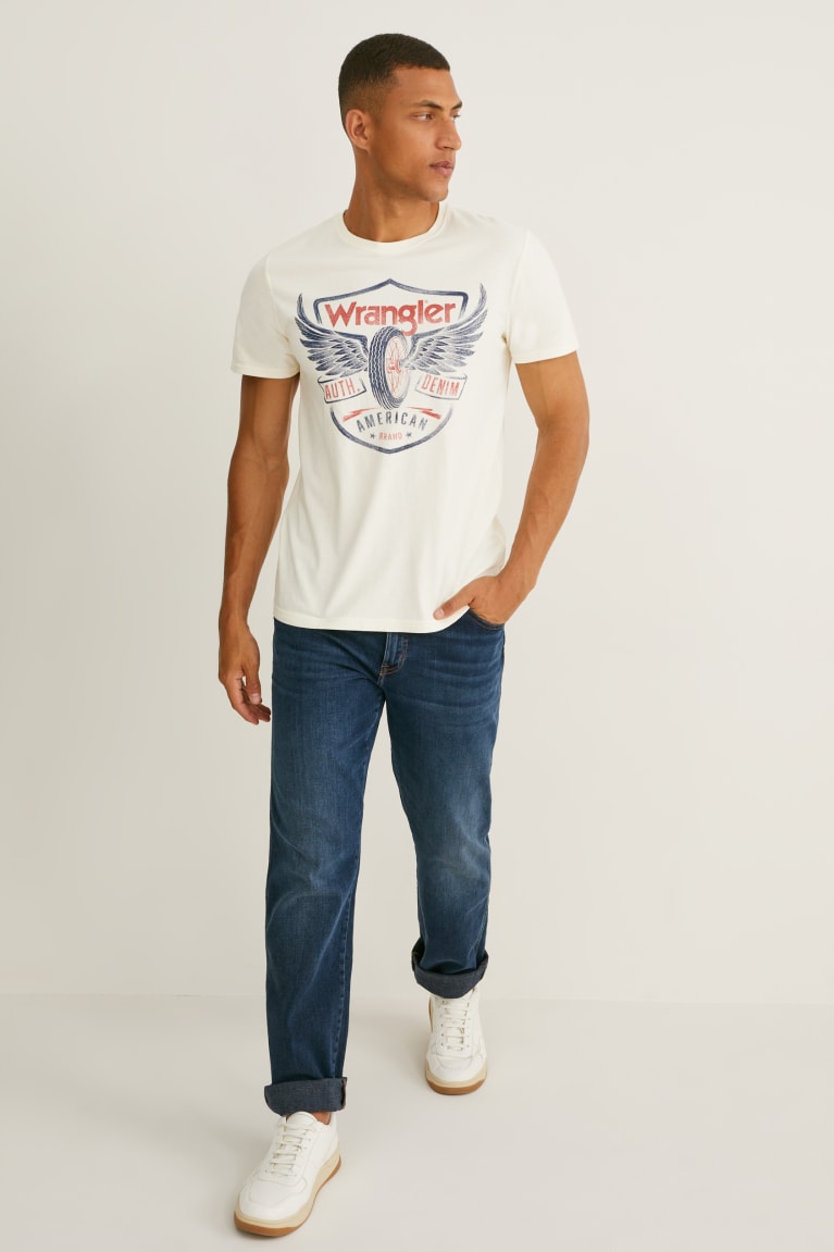 Creme White C&A Wrangler Men's T-shirts | BZKON-1580