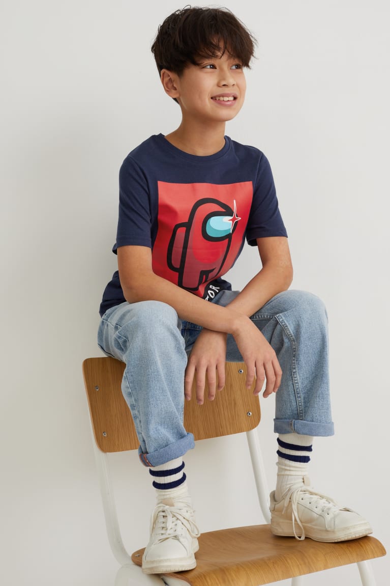 Dark Blue C&A Among Us Sleeve With In-conversion Cotton Boys' T-shirts | KBYFP-8134