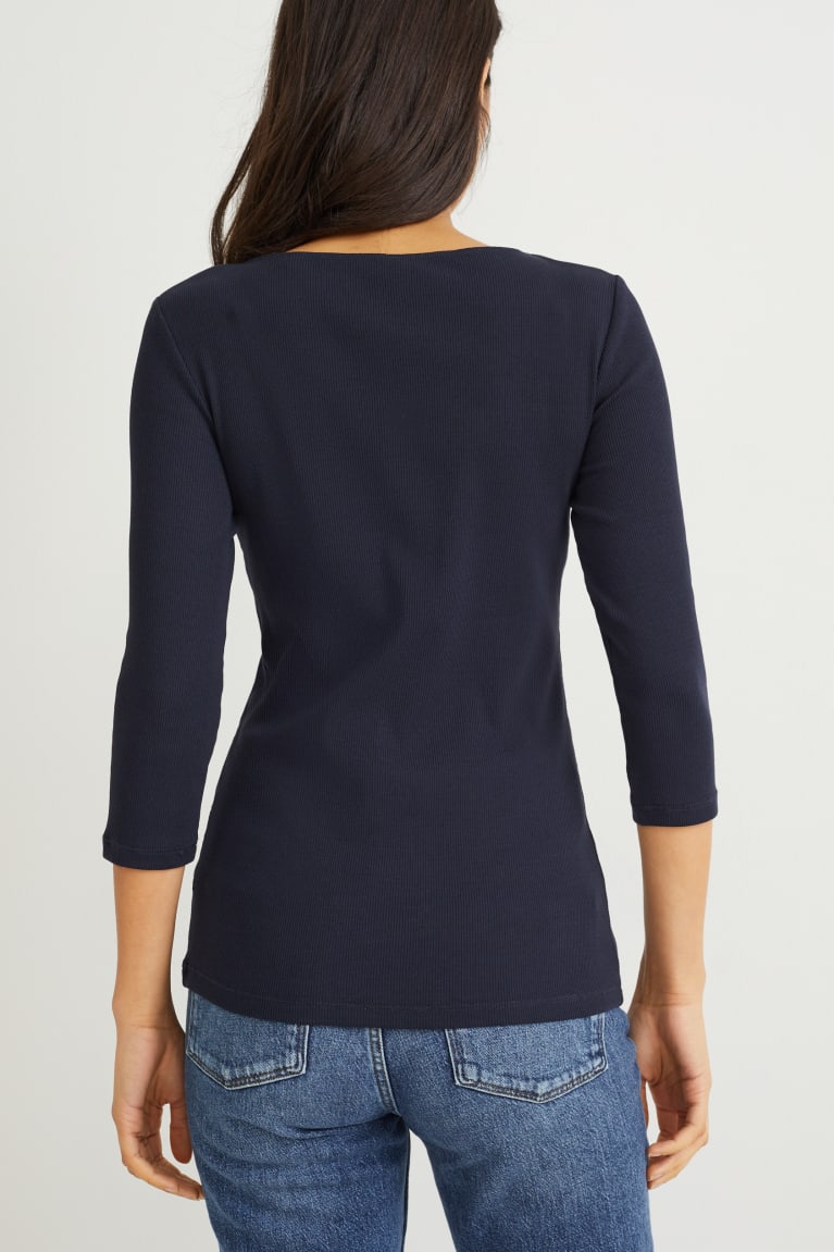 Dark Blue C&A Basic Long Sleeve Women's Top | PJTLV-6705