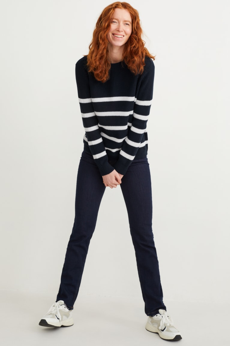 Dark Blue C&A Basic Striped Women's Jumper | WVHKJ-3270