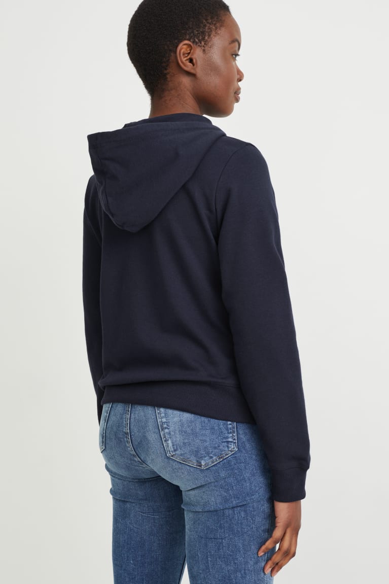 Dark Blue C&A Basic Zip-through With Hood With Organic Cotton Women's Sweatshirts | SJWZT-3652