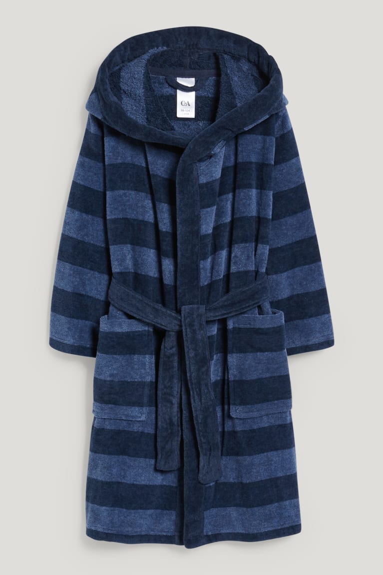 Dark Blue C&A Bathrobe With Hood Striped Boys\' Underwear | KIJNR-4082