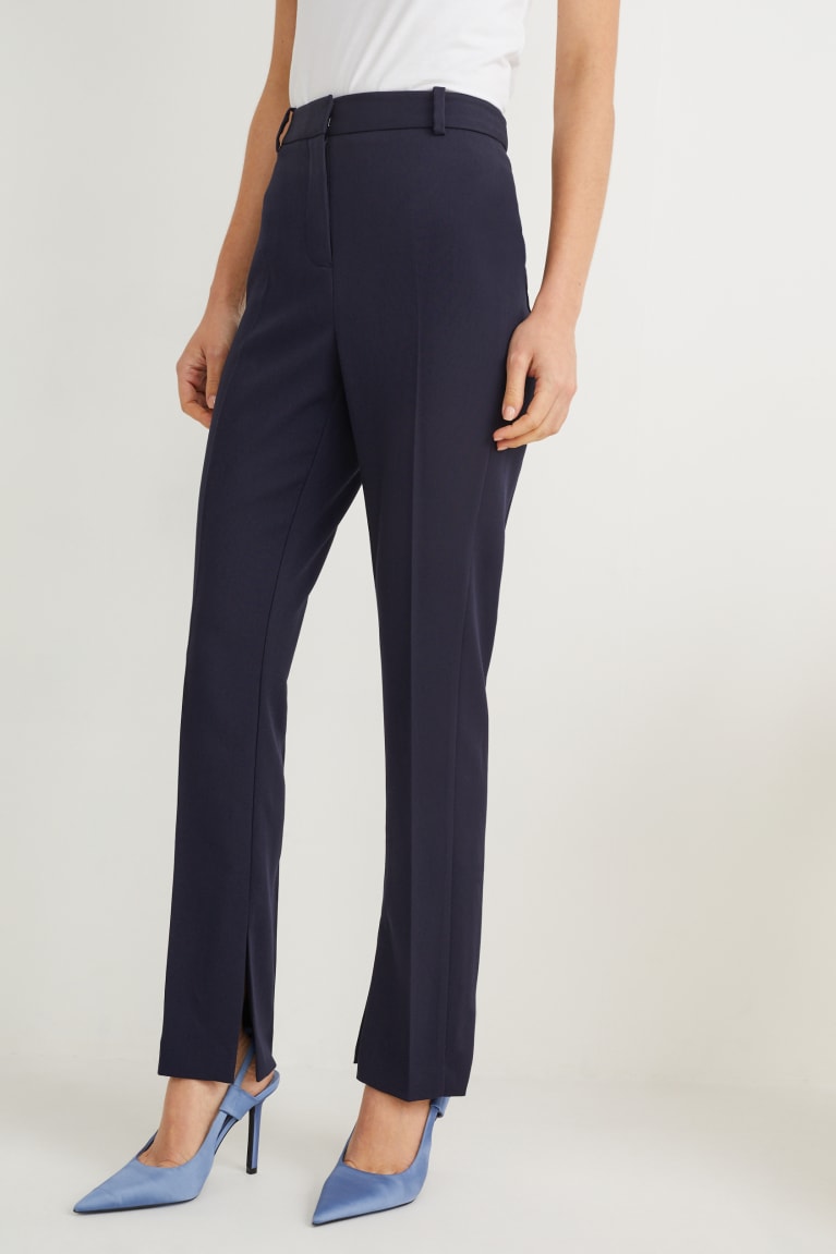 Dark Blue C&A Business High Waist Slim Fit Recycled Women's Trousers | RACGE-6859