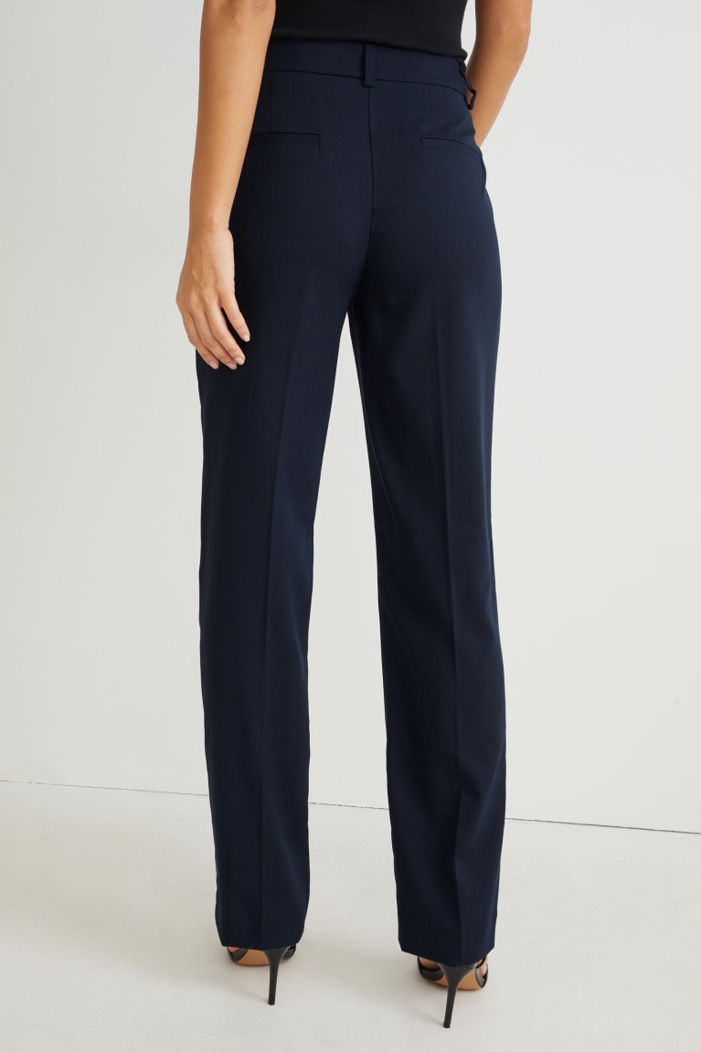 Dark Blue C&A Business Mid-rise Waist Regular Fit Recycled Women's Trousers | LQDVJ-6431