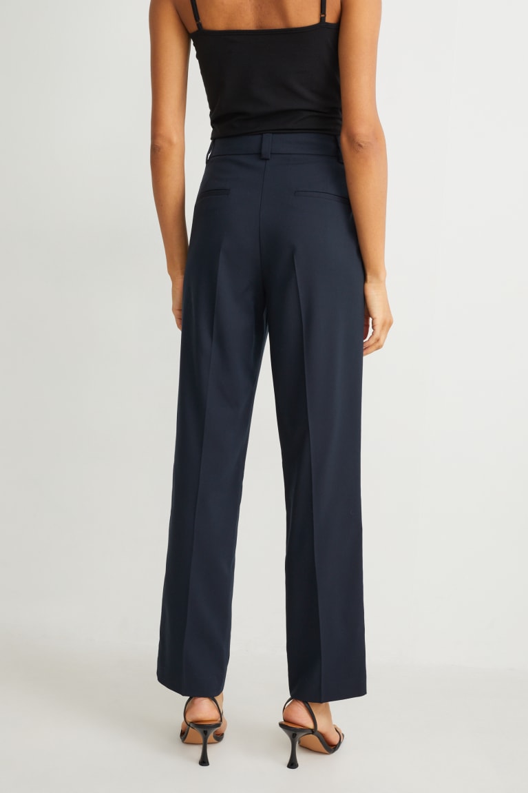 Dark Blue C&A Business Mid-rise Waist Straight Fit Recycled Women's Trousers | CPFJZ-4570