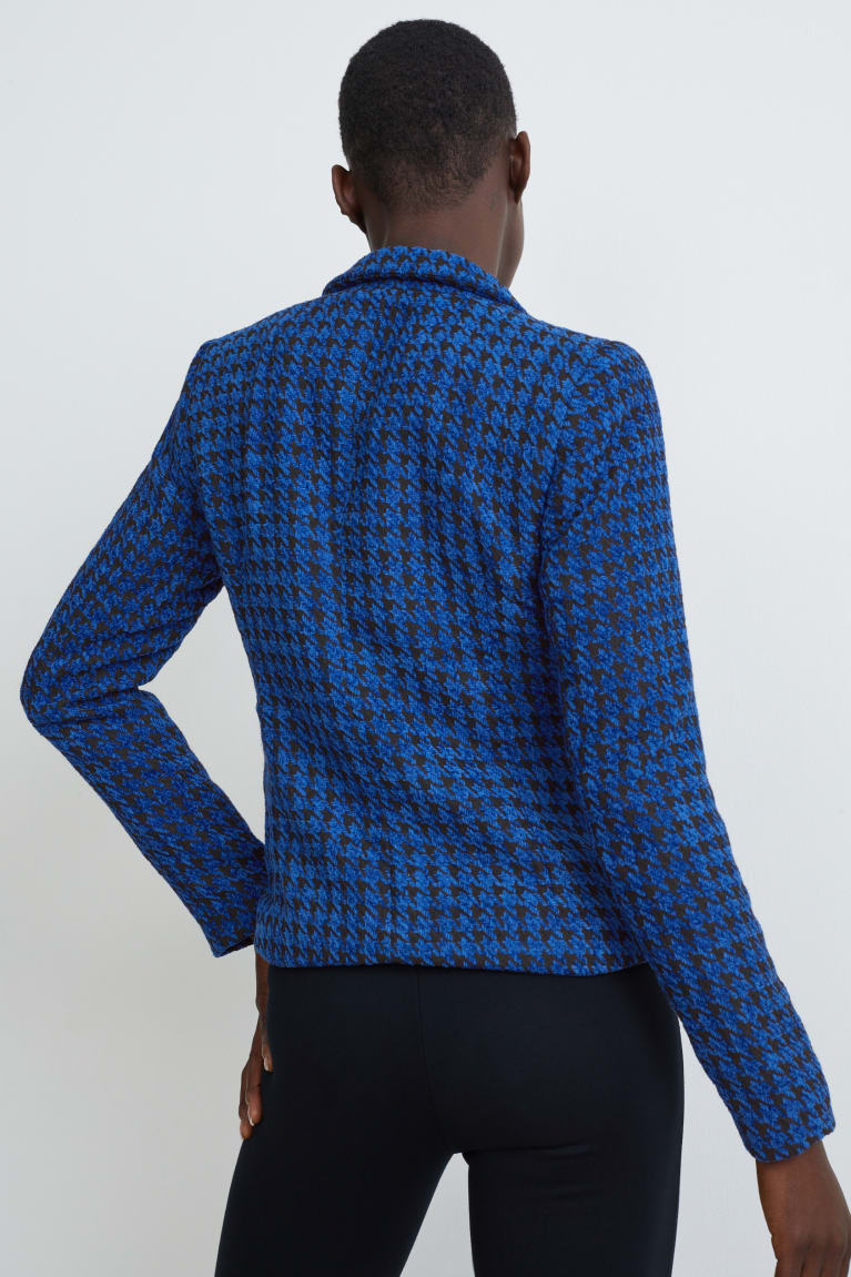 Dark Blue C&A Chenille Regular Fit Check Women's Blazers | SUXNH-1904