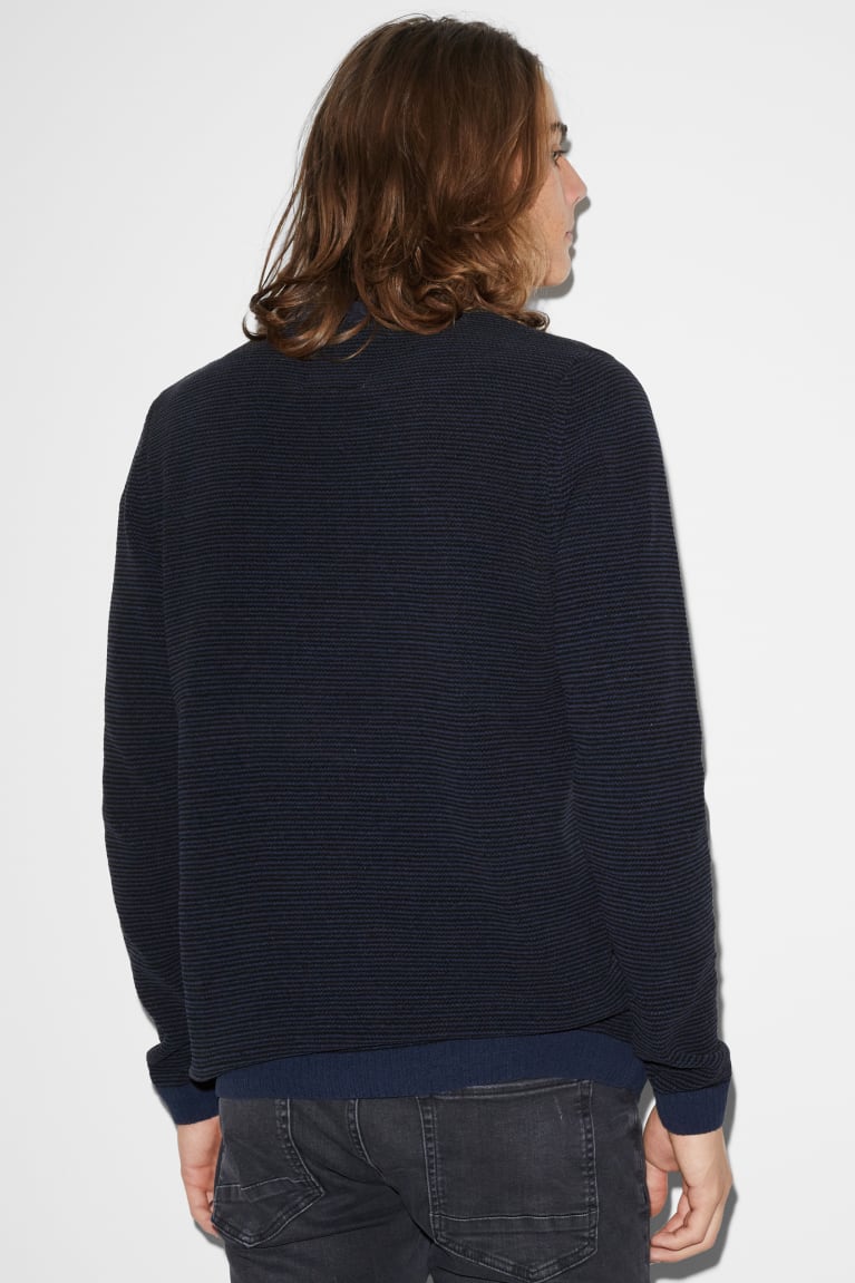 Dark Blue C&A Clockhouse Chenille Recycled Men's Jumper | RVOJS-2896